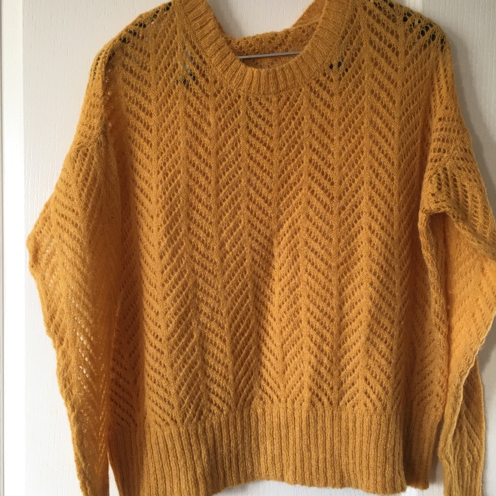 New Yellow Sweater With Open Work